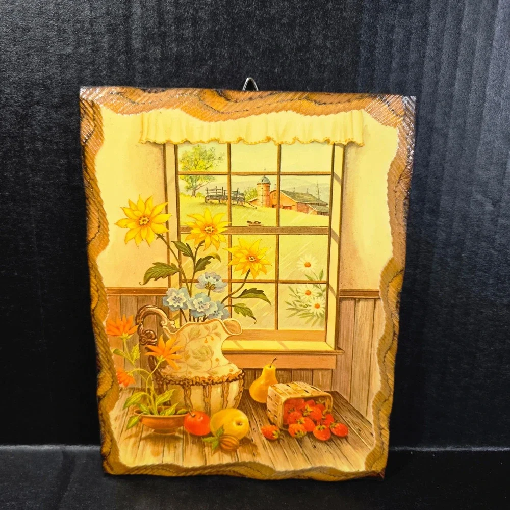 Vintage Farmhouse Country Kitchen Wood Plaque‎ Wall Art Decor Sunflowers 9x7